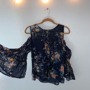 Floral Open Shoulder Blouse